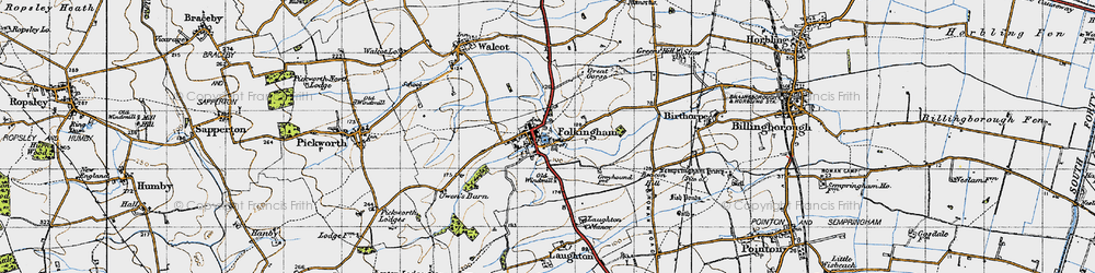 Old map of Folkingham in 1946