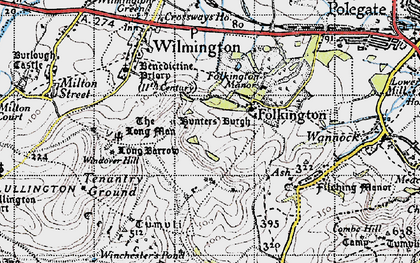 Old map of Folkington in 1940