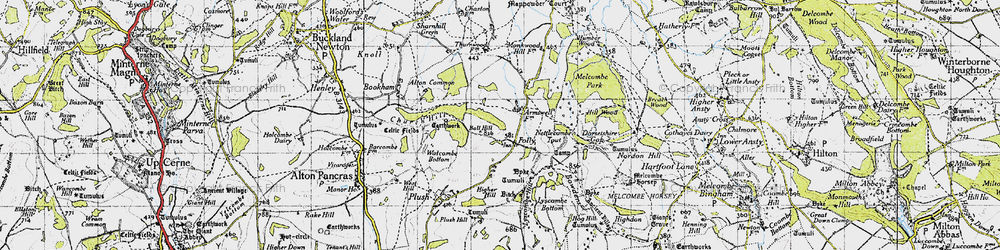 Old map of Ball Hill in 1945