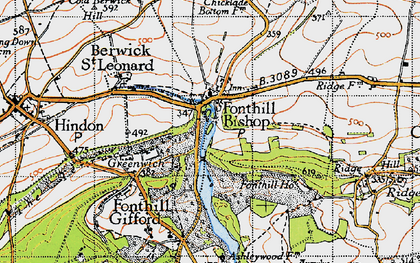Old map of Fonthill Bishop in 1940