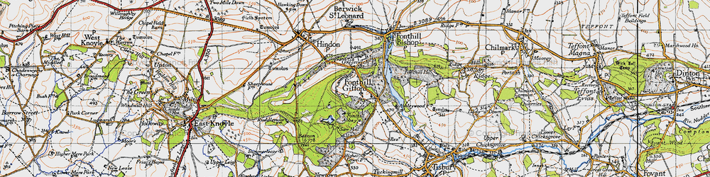 Old map of Fonthill Gifford in 1940