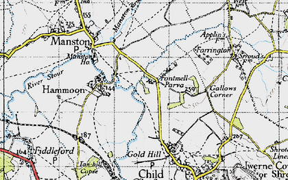 Old map of Fontmell Parva in 1945