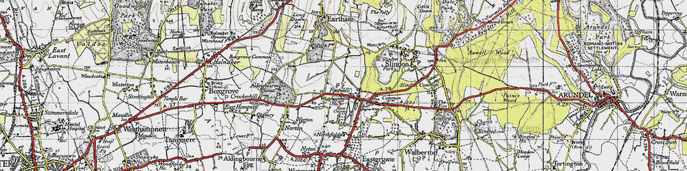 Old map of Fontwell in 1940