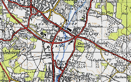 Old map of Foots Cray in 1946