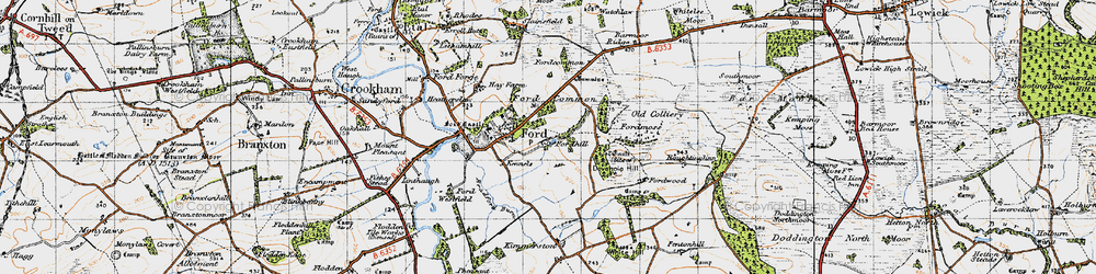 Old map of Barmoor Ridge in 1947