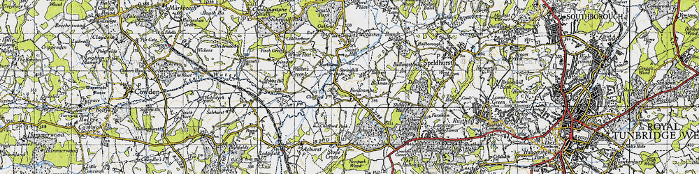 Old map of Fordcombe in 1946