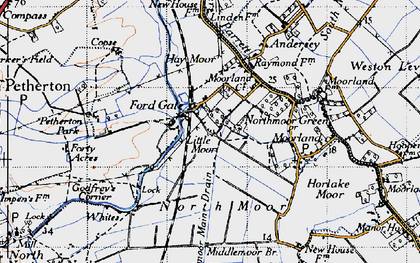 Old map of Fordgate in 1945