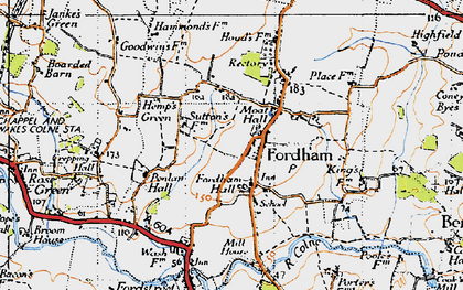 Old map of Fordham in 1945