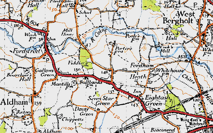 Old map of Fordham Heath in 1945