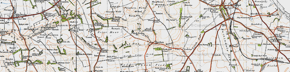 Old map of Fordon in 1947