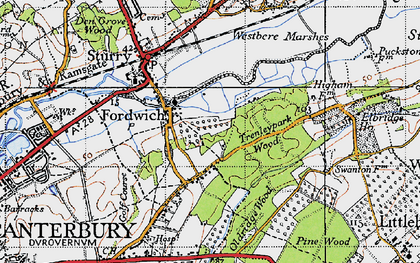 Old map of Fordwich in 1947