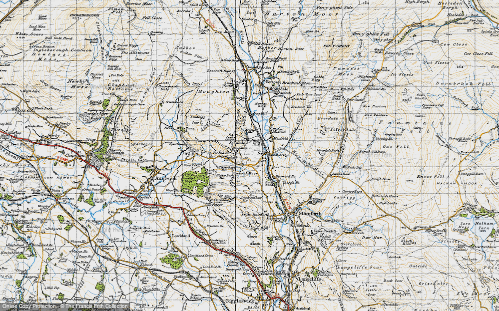 Old Map of Historic Map covering Dry Rigg Quarry in 1947