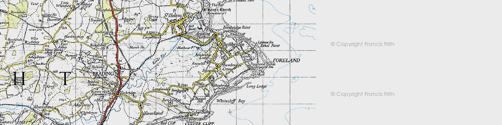 Old map of Bembridge Ledge in 1945