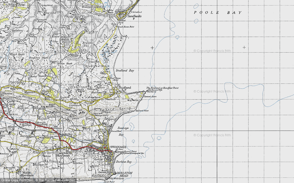 Old Map of Historic Map covering Old Harry's Wife in 1940