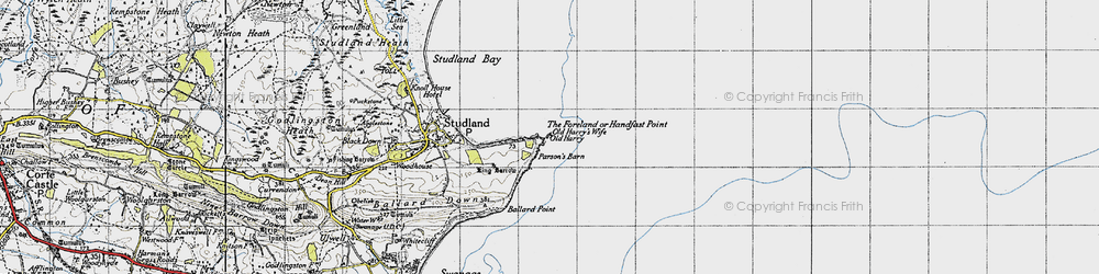 Old map of Old Harry's Wife in 1940