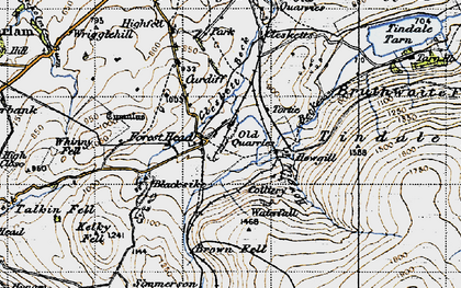 Old map of Tindale Fells in 1947