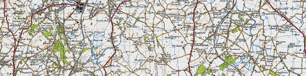 Old map of Forhill in 1947