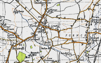 Old map of Forncett End in 1946