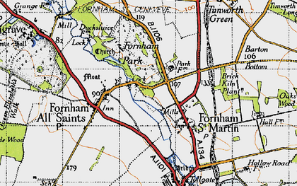Old map of Fornham St Genevieve in 1946