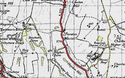 Old map of Forston in 1945