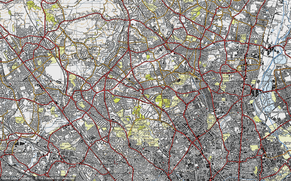 Old Map of Fortis Green, 1945 in 1945