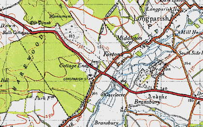 Old map of Forton in 1945