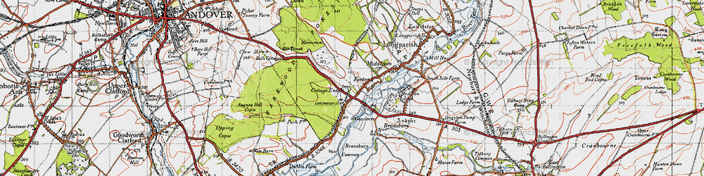 Old map of Forton in 1945