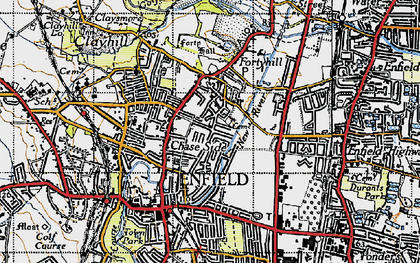 Old map of Forty Hill in 1946