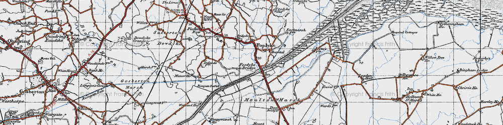 Old map of Moulton Marsh in 1946