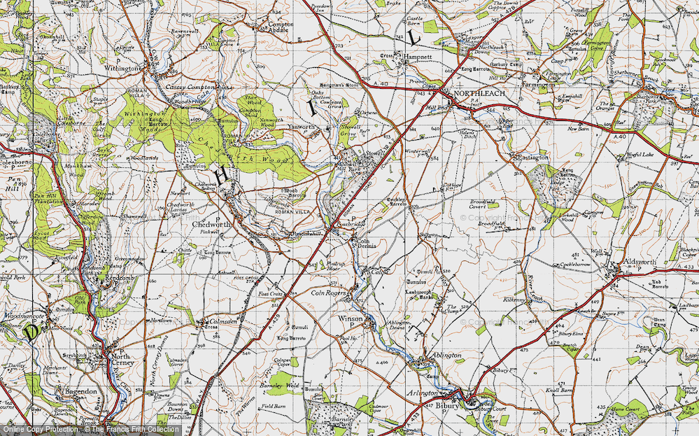 Old Map of Fossebridge, 1946 in 1946