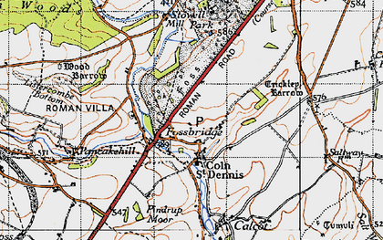 Old map of Fossebridge in 1946