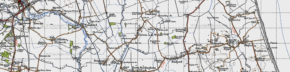 Old map of Foston on the Wolds in 1947