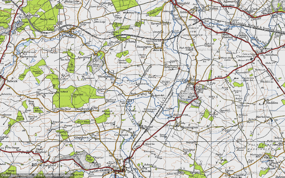 Old Map of Historic Map covering Bluebell Lakes in 1946