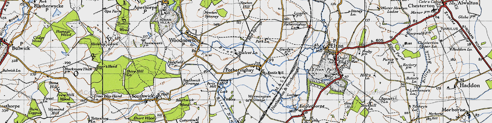 Old map of Fotheringhay in 1946