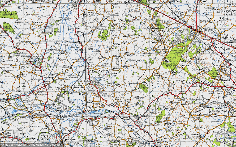 Old Map of Historic Map covering Brook End in 1946