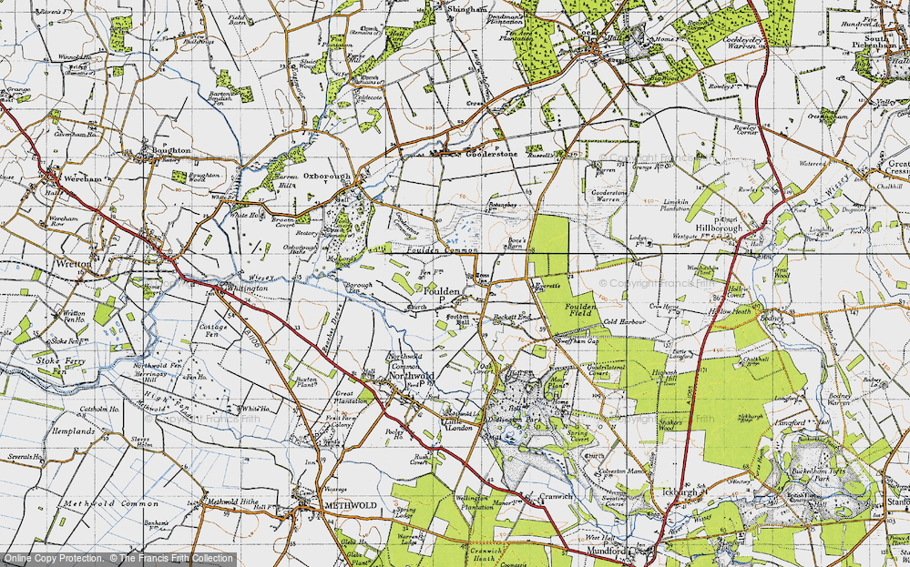 Old Map of Historic Map covering Borough Fen in 1946