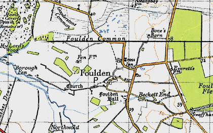 Old map of Foulden in 1946