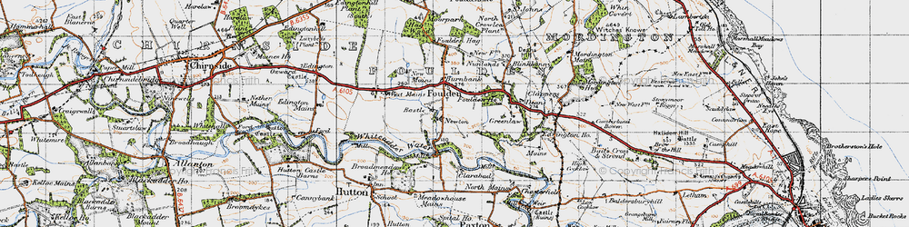 Old map of Foulden in 1947