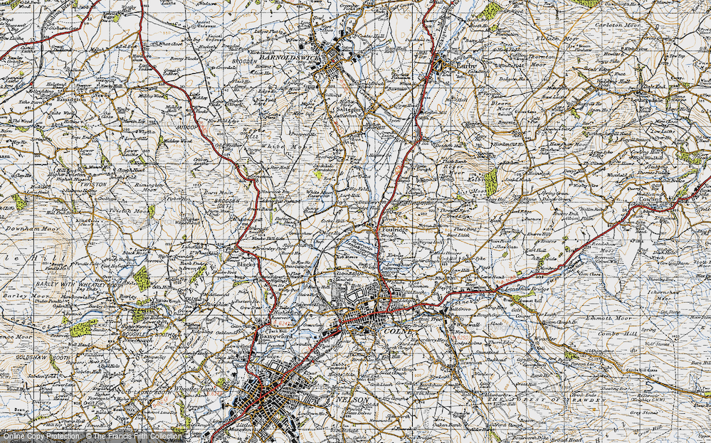 Old Map of Historic Map covering Bent Laithe in 1947