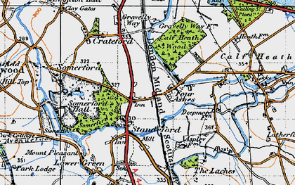 Old map of Four Ashes in 1946