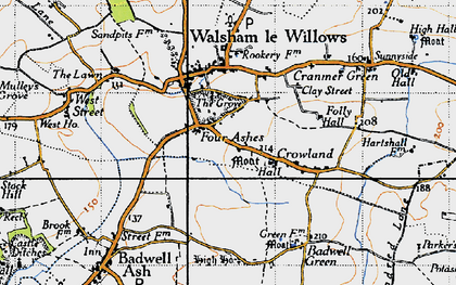 Old map of Four Ashes in 1946