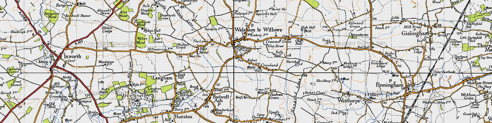 Old map of Four Ashes in 1946