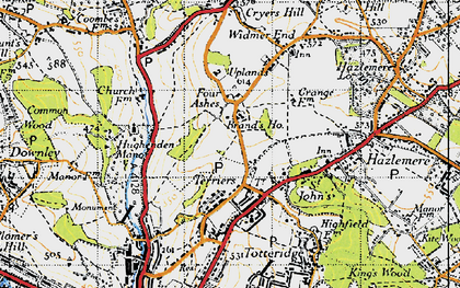 Old map of Brands Ho in 1947