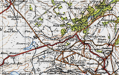 Old map of Four Crosses in 1947