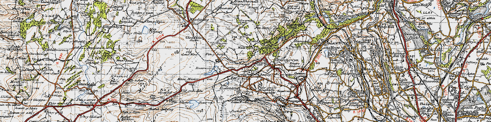 Old map of Four Crosses in 1947