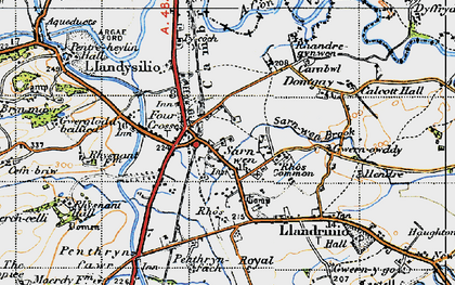 Old map of Four Crosses in 1947