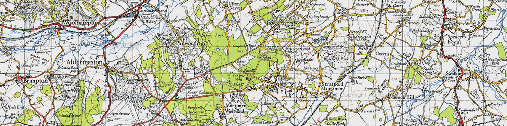 Old map of Four Houses Corner in 1945