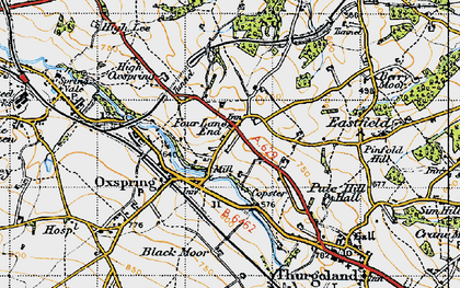 Old map of Four Lane End in 1947