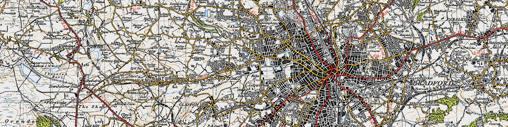 Old map of Four Lane Ends in 1947