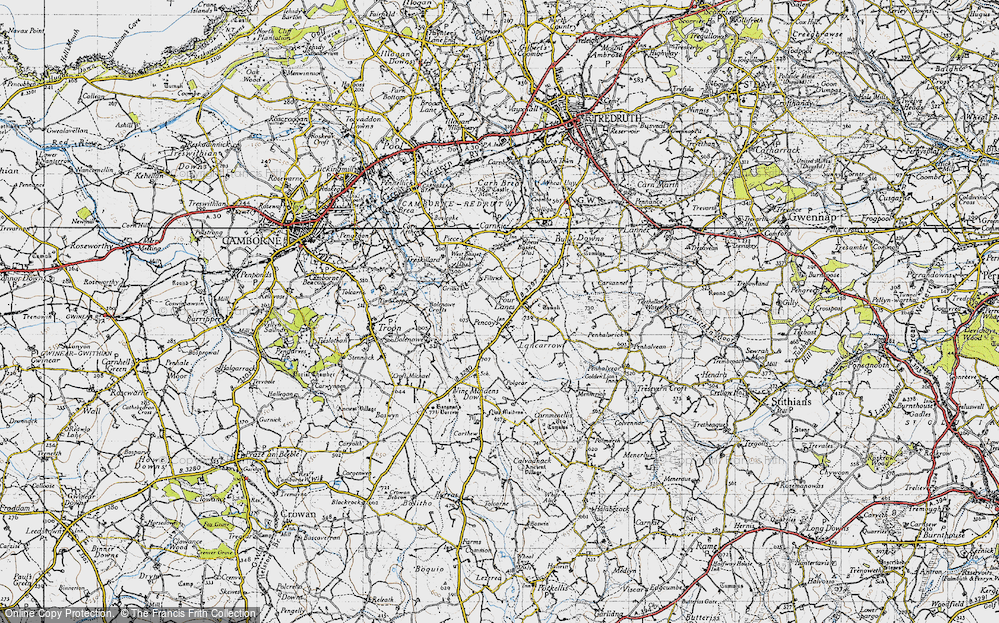 Old Map of Four Lanes, 1946 in 1946